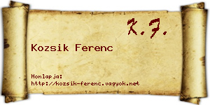 Kozsik Ferenc névjegykártya